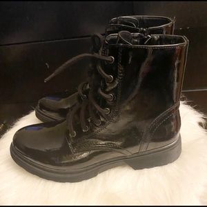 Black patent leather booties!